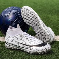 Boys Soccer Shoes Teenager High Top Outdoor Grass Non-slip Training Football Boots Adult Football Sneakers Tenis Soccer Hombre