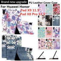 สำหรับ Huawei Honor Pad X9 2023ขนาด11.5นิ้วเคสลายดอกไม้ Casing Tablet X8 Pro 11.5 เคสภาพผีเสื้อเคสหนัง PU