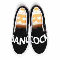 รองเท้า Slip-on  หน้าเท้ากว้างใส่สบาย TRULY รุ่น Bangcock สีดำ พื้นเหลืองแดง