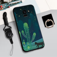 เคส TPU นิ่มสำหรับ Samsung Galaxy A8 2018เคสโทรศัพท์กล่องคลุมทั้งหมดพิมพ์ลายป้องกันการตกหล่น Tputhone ฝามีที่ถือวงแหวนและเชือก