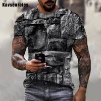 2023New Fashion Colorful Stone Wall Brick Wall 3d Printed T-shirt Summer Men Women Casual Short Sleeve O-neck T-shirt Clothing