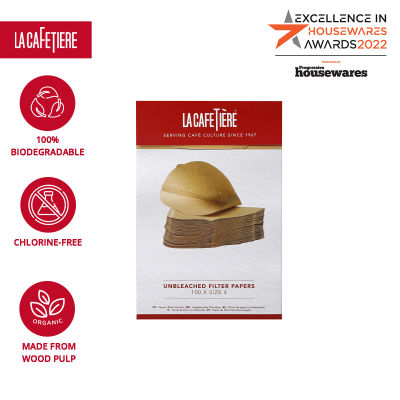 La Cafetiere Unbleached Coffee Filter Papers Fit for Coffee Maker, 100 pieces  กระดาษกรองกาแฟดริป