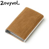 【CC】 ZOVYVOL Anti-Theft Wallet Clutch Aluminum Leather Men Blocking Card Holder Denim Business Pop-Up