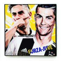 Dybala &amp; Ronaldo ดีบาล่า โรนัลโด้ ทีม Juventus ยูเวนตุส รูปภาพ​ติด​ผนัง​ pop art พร้อมกรอบและที่แขวน ฟุตบอล​ กรอบรูป​​ ของขวัญ รูปภาพ