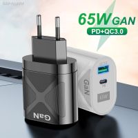 Hjghfhf ปลั๊กแบบเกาหลีคู่ GaN เครื่องชาร์จ GaN 65W สำหรับ IPhone12 13 QC3.0ชาร์จเร็ว USB-A USB Type C