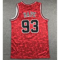 New NBA Men’S Chicago Bulls #93 BAPE Joint Name Embroidery Basketball Jerseys Jersey Red