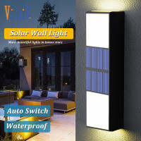 Vimite 6 LED ไฟแต่งสวนโซล่า Solar Garden Lights Outdoor Waterproof Up and Down โคมไฟผนังนอก Wall Light Lighting ไฟติดรั้วบ้าน for  Balcony Fence Gate Stair Porch Hallway Corridor