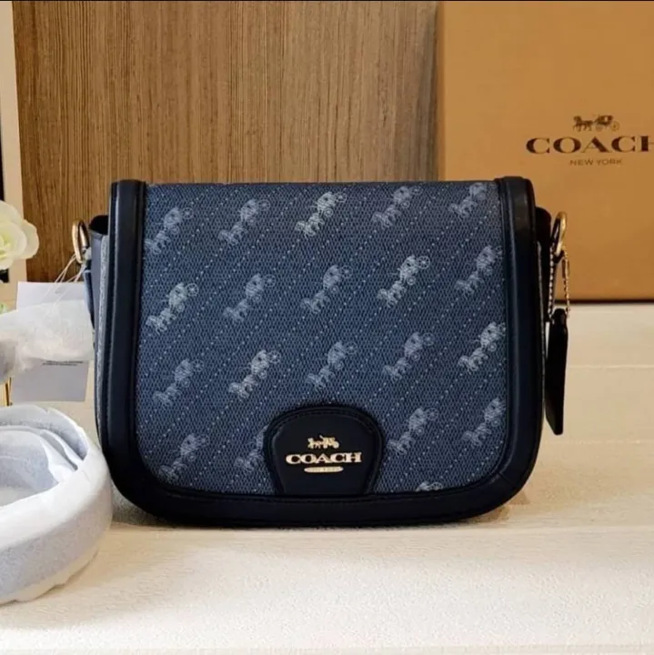 Original Coach Saddle Bag With Horse And Carriage Dot Print Women's