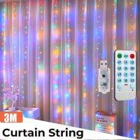 【CC】 Garland Curtain Lights USB String Wedding for Bedroom Lamp