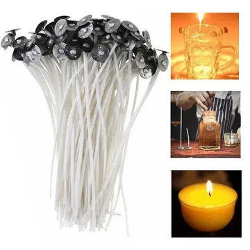 100PCS 8 Inch Candle Wick,Low Smoke Pre-Waxed & 100% Natural Cotton Core  Candle Wick for Candle Making DIY