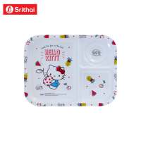 Srithai Melamine ถาดหลุม เมลามีน ลายKitty summer fruits T 6044-10.5 ขนาด 10.5 นิ้ว