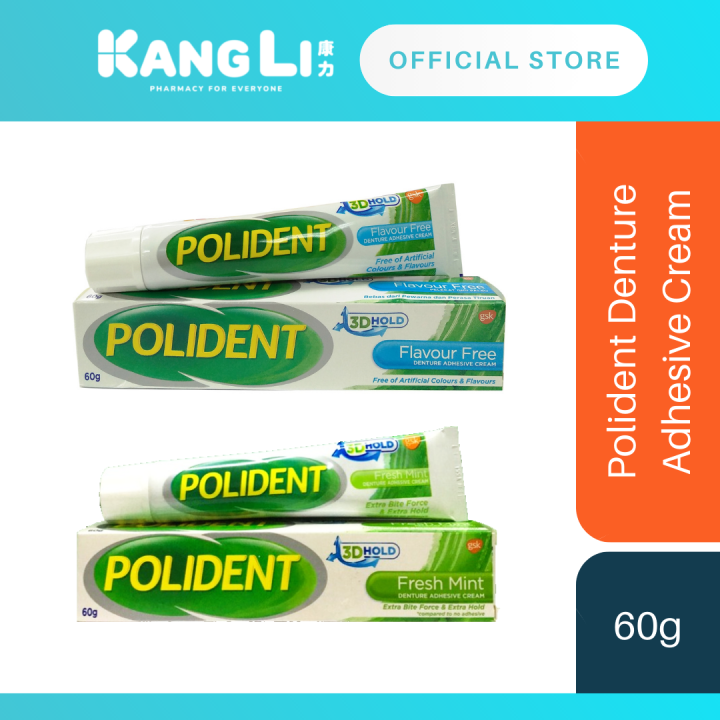 GSK Polident Denture Adhesive Cream 60g (Flavour Free / Fresh Mint