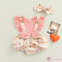 COD ☋►❈ The Outline Shop27dgsd6gfd BABYGARDEN-Baby Girls Pink Floral Printed Pattern Fly Sleeves Romper and Bow Knot Headdress 0-18 Months