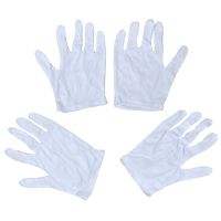 Ladies White Cotton Thin Full Fingers Work Driving Gloves S 2 Pairs