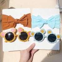 【hot sale】◐❆✶ C05 2Pcs/Set Elastic Head Band Baby Girl Newborn Headband Sunglasses Set Nylon Infant Bowknot Hairband Boy Girls Hair Accessories