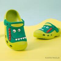 COD DSFERSTRETERER 【FLASH on Yellow /Red】 classic Crocs for boys 1-2-3 years old dinosaur cartoon children baby slippers garden shoes beach sandals