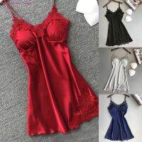 【CW】﹍▪  Nightgowns Nightwear Patchwork 2022 Camisola Nighty Spaghetti strap Silk Wear Nightdress