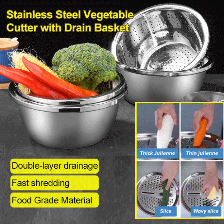 greatfunny Stainless steel grater basin washing vegetable draining