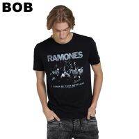 BoB-DAVIE JONES เสื้อยืดพิมพ์ลาย สีดำ Graphic Print T-Shirt in black TB0179BKSMLXL-3XL unisex #polo