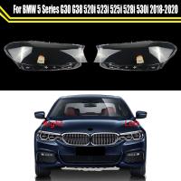 ฝาครอบไฟหน้ากระจกรถยนต์ฝาครอบเลนส์ไฟหน้าโป๊ะโคมสำหรับ BMW 5 Series G30 G38 520I 523I 525I 528I 530I 2018 2019 2020