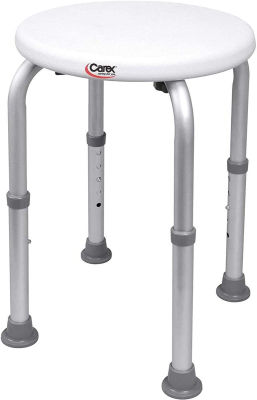 Carex Health Brands Carex Compact Shower Stool - Adjustable Height Bath Stool and Shower Seat - Aluminum Bath Seat That Supports 250lbs