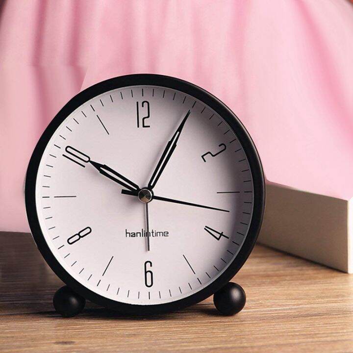 hanlintime-analog-alarm-clock-easy-set-small-desk-clock-non-ticking-with-night-light-battery-powered-super-silent-alarm-clock-black