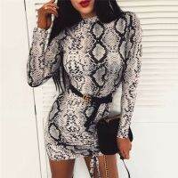 【Ladies shop】แฟชั่นผู้หญิง SexyPrint BodyconDressLong Sleeve Eveing Party ClubShort Ladies Dresses Streetwear