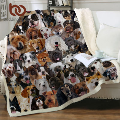 BeddingOutlet 3D Dog Blankets For Bed Husky Bulldog Sherpa Blanket Animal Brown Koce Kids&nbsp;Bedding Furry Blanket 150x200cm
