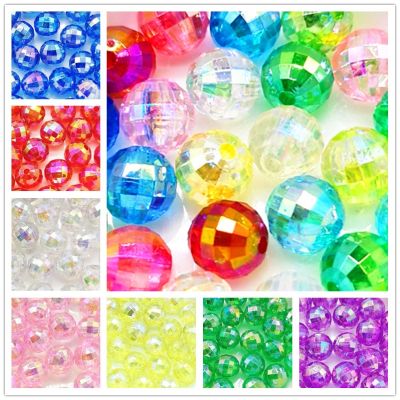 6/810mm Transparent Electroplated Beads AB Color Facet Acrylic Beads Loose Spacer Beads for Jewelry Making DIY Bracelet RoLi