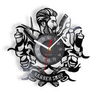 Barbershop Hair Salon Vinyl LP Record Wall Clock Hairstylist With Barber Pole Business Display Sign Wall Watch Hairdresser Gift