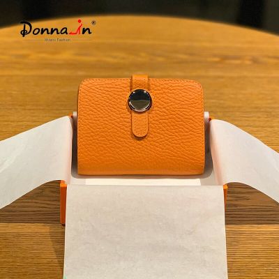 Donna-in Genuine Leather Bank Card Holder for Woman Men Real Leather High Quality Business Card Case Protective Card in Hand Card Holders