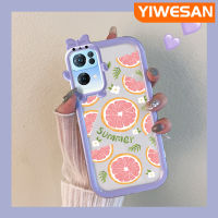 YIWESAN เคสสำหรับ OPPO Reno 7 Pro 5G Reno 7Z 8Z Reno 7 Lite 8 Lite F21 Pro 5G เคสการ์ตูนสีชมพูน่ารักฤดูร้อนมะนาวสีสันสดใสเคสโทรศัพท์โปร่งใสเคสกันกระแทกเลนส์กล้องถ่ายรูปปิศาจน้อยกันกระแทก