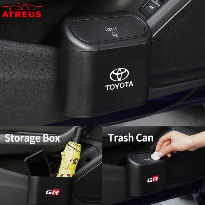 Toyota Car Trash Can Hanging Flip Lid Dustbin Pressing Type Storage Box