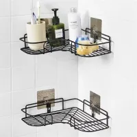 Bathroom Shelf Without Drilling Iron Shower Shelves Shampoo Storage Rack Cosmetic Holder Wall Mounted Shower Organizer Kitchen