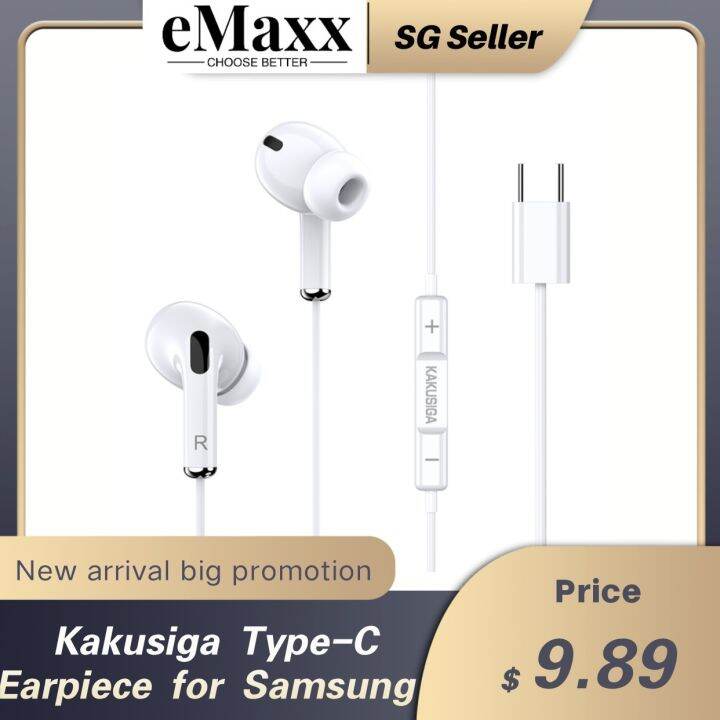 Kakusiga inear headphone Type C USB C earphone with remote support mic for Samsung S23 Ultra