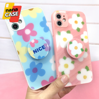 เคส i11 i13 Pro Maxเคสมือถือกระจกพิมพ์ลายหน้าเงา กันเลนส์กล้อง ลายดอกไม้ ฟรี แหวนติดเคส