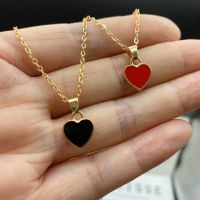 2 pcs Cute Lovely Heart Necklace Tiny Pendant Fashion Women Choker Necklace Gift for Friend Trendy Golden Color Party Jewelry