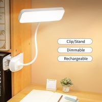 Flexible Table Lamp with Clip Stepless Dimming Led Desk Lamp Rechargeable Bedside Night Light for Study Reading Office Work