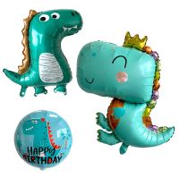 XIWEMALL การ์ตูน เขียว มงกุฎ สุขสันต์วันเกิด ลูกโป่งไดโนเสาร์ สัตว์ป่า อาบน้ำเด็ก ลูกโป่งวันเกิด ตกแต่งงานปาร์ตี้ ลูกบอลของเล่นเด็ก