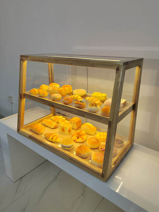 Vintage solid wood front desk bread display bakery cake