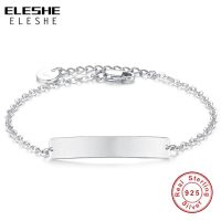 ELESHE สร้อยข้อมือ925เงินสเตอร์ลิงเฉพาะบุคคลกำไลข้อมือสวยๆสลักชื่อสำหรับผู้หญิงของขวัญวันวาเลนไทน์เครื่องประดับ37