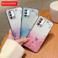 สำหรับ OPPO A74เคสโทรศัพท์กลิตเตอร์ดอกไม้ Bling ผีเสื้อฝาหลังป้องกันแบบนิ่มสำหรับ OPPO A74เคสสำหรับเด็กผู้หญิง