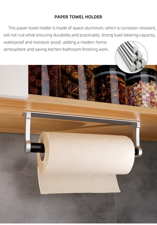 Space Aluminum Black And Gold Square Cabinet Kitchen Paper Towel Holder  Toilet Roll Holder Punch-Free Toilet Paper Holder - AliExpress