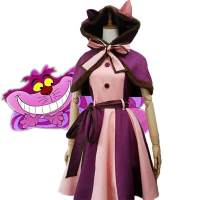 เด็กหญิงผู้ใหญ่อลิซในแดนมหัศจรรย์Cheshire Catชุดเดรสเครื่องแต่งกายคอสเพลย์ชุดแฟนซีคริสต์มาส