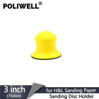 POLIWELL 3 inch 75 mm Hook Loop Hand Sanding Block Sandpaper Sanding Discs Round Sander Tools for Wood Furniture Restoration