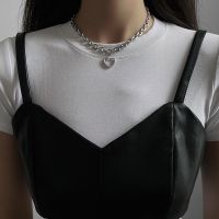 【CW】♤✆▥  Punk Thick Lock Chain Pendant Short Choker Necklace for Color Metal Neck Jewelry
