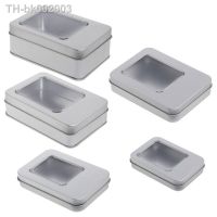 ❉ Rectangular Tin Silver Storage Box Case Organizer With Half Clear Window Lid