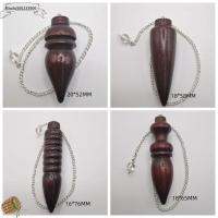 MAOLU500233906 ทำจากไม้ ลูกตุ้มไม้ธรรมชาติ การรักษารักษาด้วย Amulet Reiki spiritual hallo แบบพกพาได้ พร้อมห่วงโซ่ รูปแบบกรวยกลม