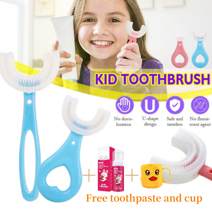 [Free toothpaste and cup]Toothbrush For Kids 1 To 6 Years Old U-shaped ...