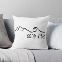 [HOT SHXLLOWWQWH 522] Good Vibes พิมพ์โยนหมอนสำนักงานเตียงสแควร์ Home Comfort Cushion อะนิเมะแฟชั่นโซฟางานแต่งงานหมอนไม่รวม